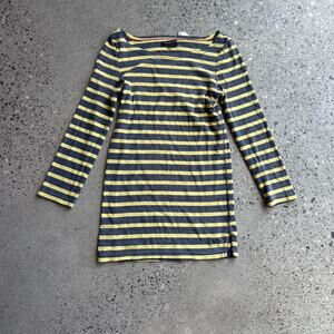 American Eagle Women’s M Striped Long Sleeve Knit Top Gray Yellow Casual Y2K